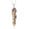 1pc Hexagonal Healing Synthetic Crystal Necklace Natural Prism Stone Pendant Flower Wrapped Pointed Quartz Yoga Energy With Chain