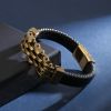 Creative Stainless Steel Magnet Buckle Braided Leather Bracelet